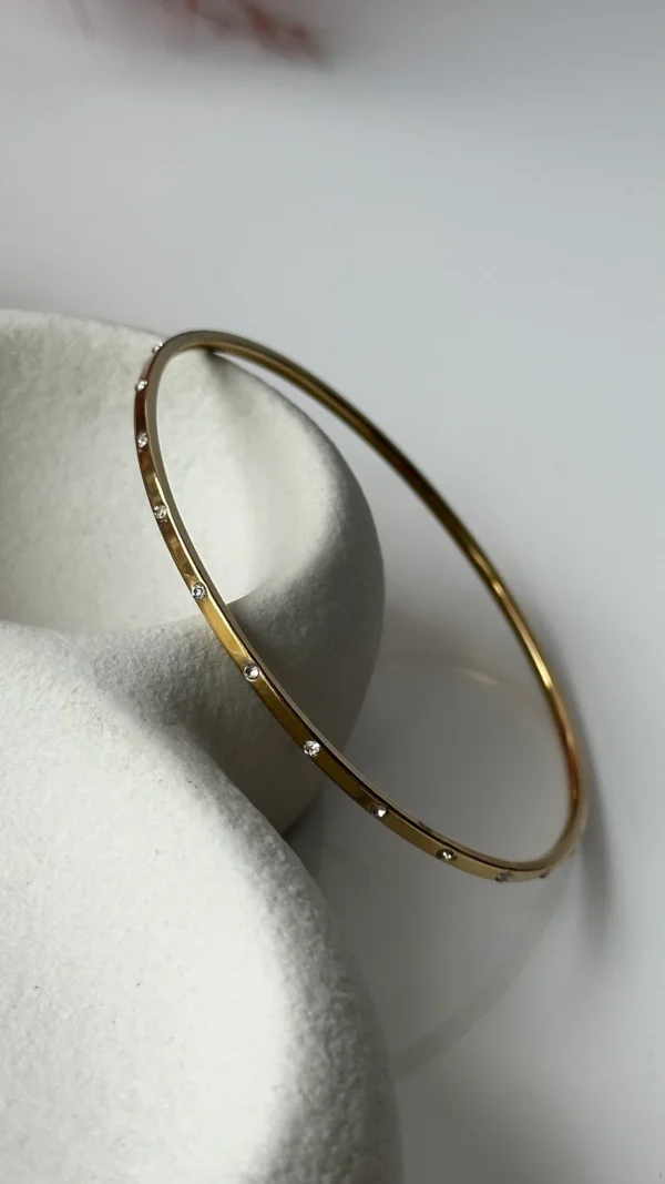 18k gold plated AD stone filled 2.6 size Antitarnish stainless steel bangle - Image 5