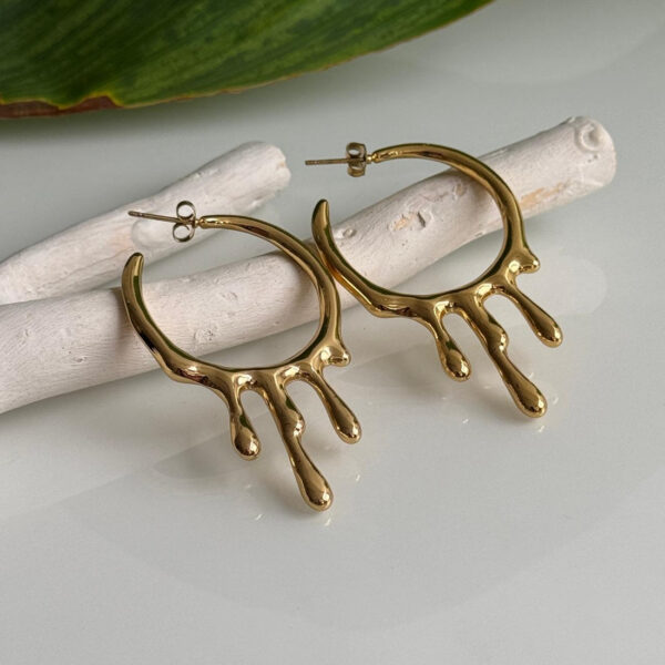 18k Gold plated on stainless steel Hoop water drop Antitarnish earrings