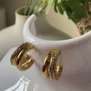 18k Gold plated on stainless steel semi hoops 2 layer Antitarnish earring