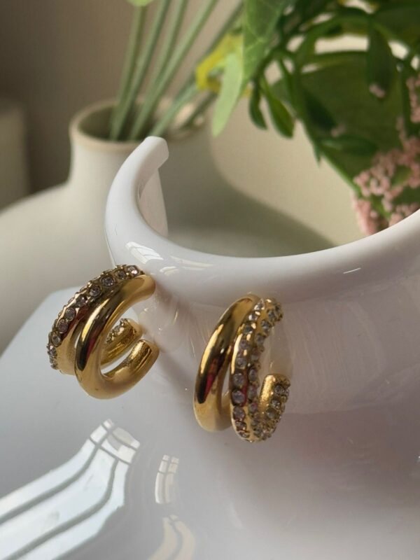 18k Gold plated on stainless steel semi hoops 2 layer Antitarnish earring