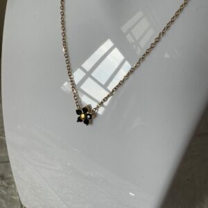 Minimal 18k gold plated on Stainless Steel Anti Tarnish Black pendant necklace