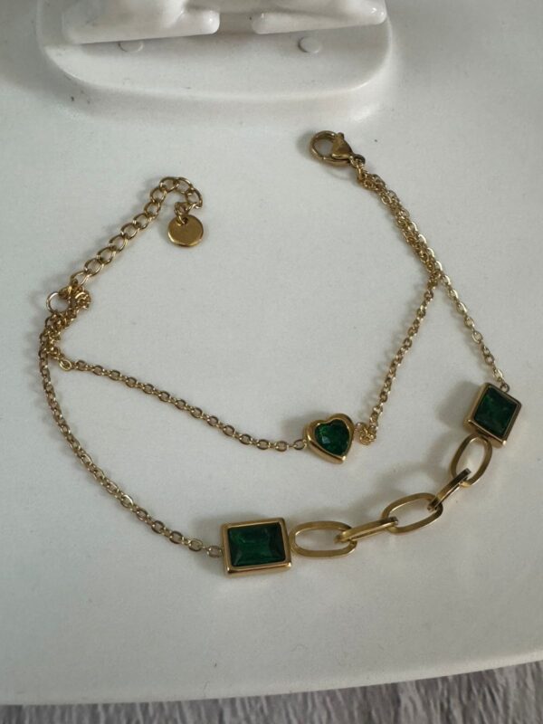 Antitarnish premium quality stainless steel Green Emerald chain bracelet - Image 5