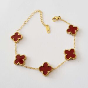 Antitarnish premium quality stainless steel Red clover chain bracelet