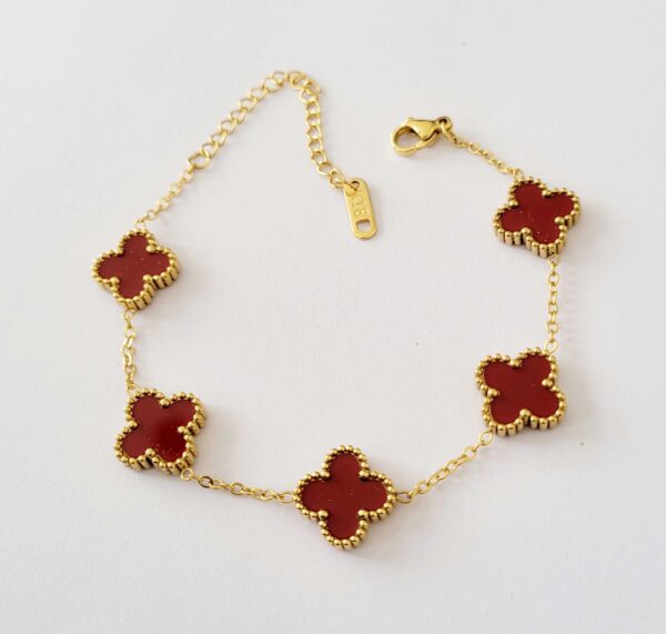 Antitarnish premium quality stainless steel Red clover chain bracelet