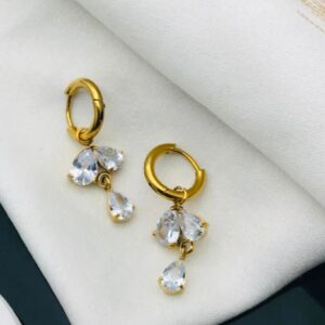 18k gold plated on Stainless steel AD Stone hoop model Antitarnish earrings waterproof