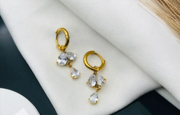18k gold plated on Stainless steel AD Stone hoop model Antitarnish earrings waterproof