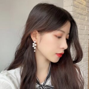Full round pearl drop earrings