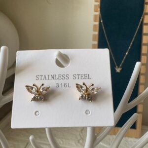 18k Gold plated on stainless steel butterfly Antitarnish stud