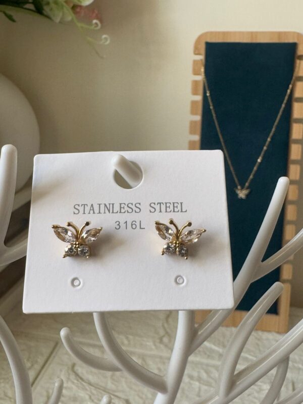 18k Gold plated on stainless steel butterfly Antitarnish stud