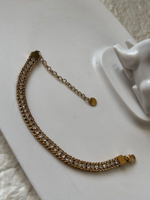 18k gold plated on stainless steel Bold stone chain bracelet - Image 2