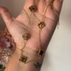 18k gold plated on Stainless Steel Anti Tarnish Brown clover necklace