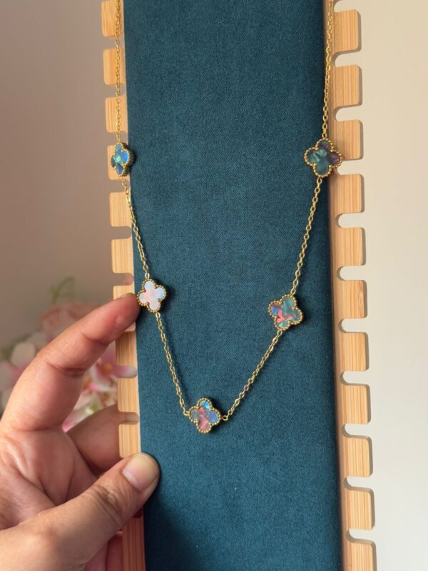 18k gold plated on Stainless Steel Anti Tarnish colour clover necklace - Image 3