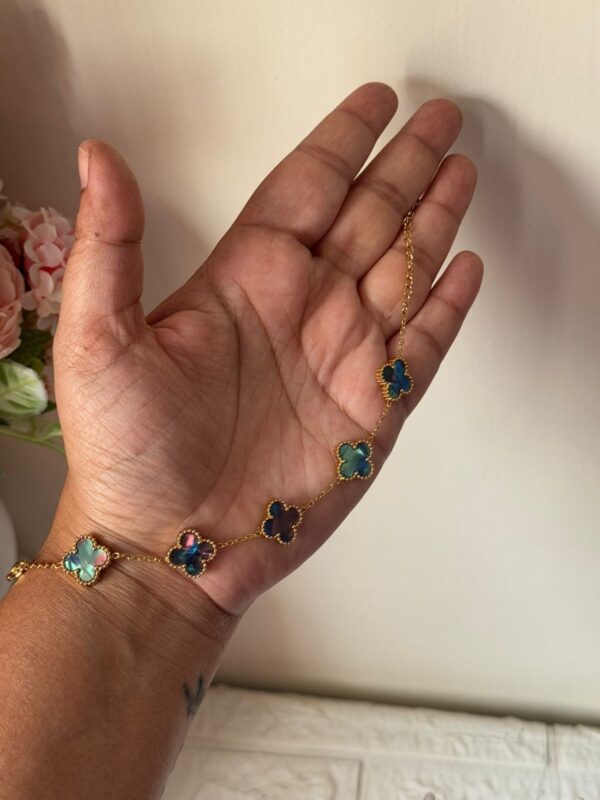 18k gold plated on stainless steel collar clover chain bracelet