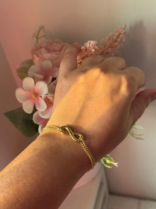 18k gold plated on stainless steel infinity two layer chain bracelet(For medium to large wrist) - Image 2