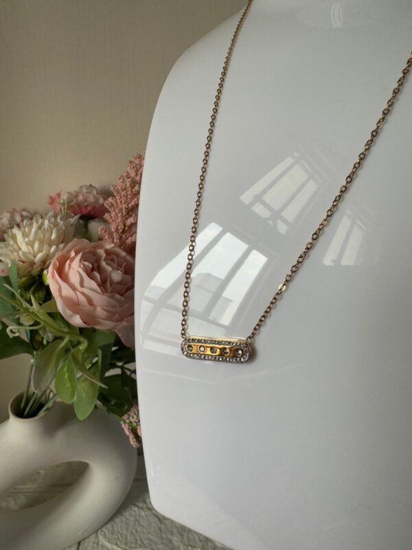 18k gold plated on Stainless Steel Anti Tarnish Horizontal stone necklace - Image 3