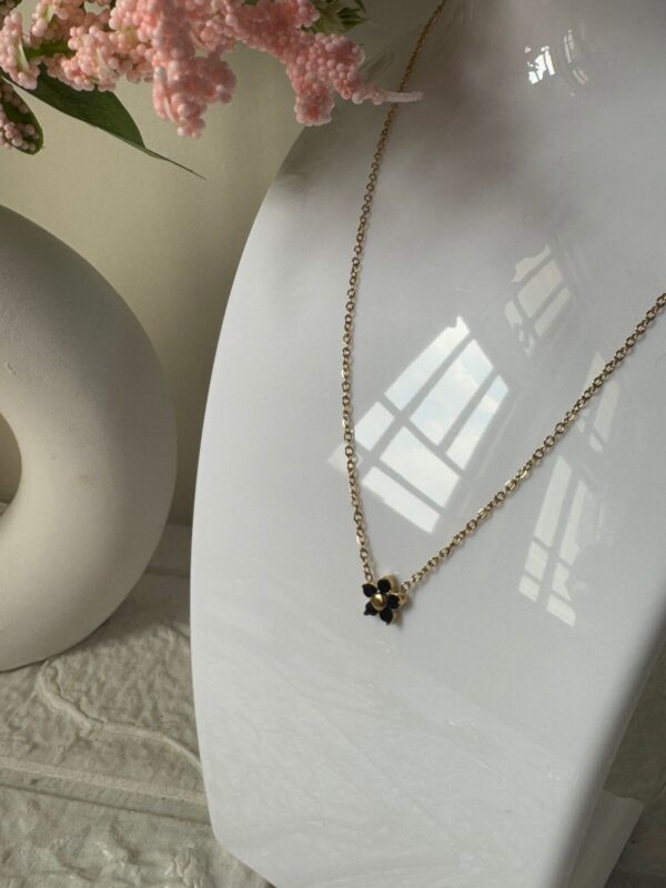 Minimal 18k gold plated on Stainless Steel Anti Tarnish Black pendant necklace - Image 2