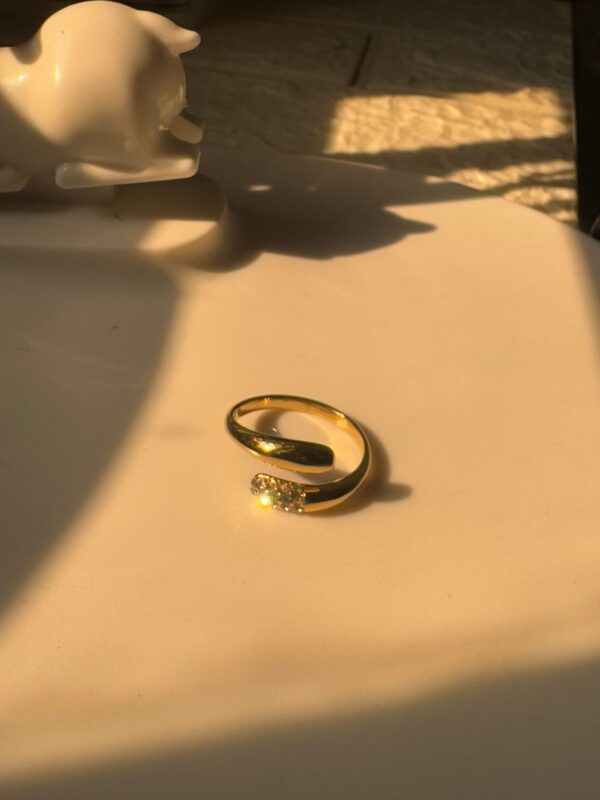 Stainless Steel 18k Gold Plated Edge stone elegant ring waterproof - Image 2