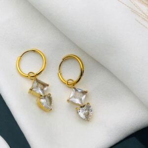 18k gold plated on Stainless steel AD Stone hoop diamond model Antitarnish earrings waterproof