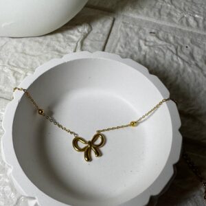 18k gold plated on stainless steel Minimal Bow chain Antitarnish bracelet