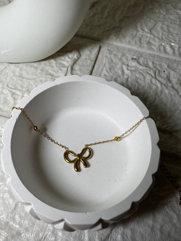 18k gold plated on stainless steel Minimal Bow chain Antitarnish bracelet