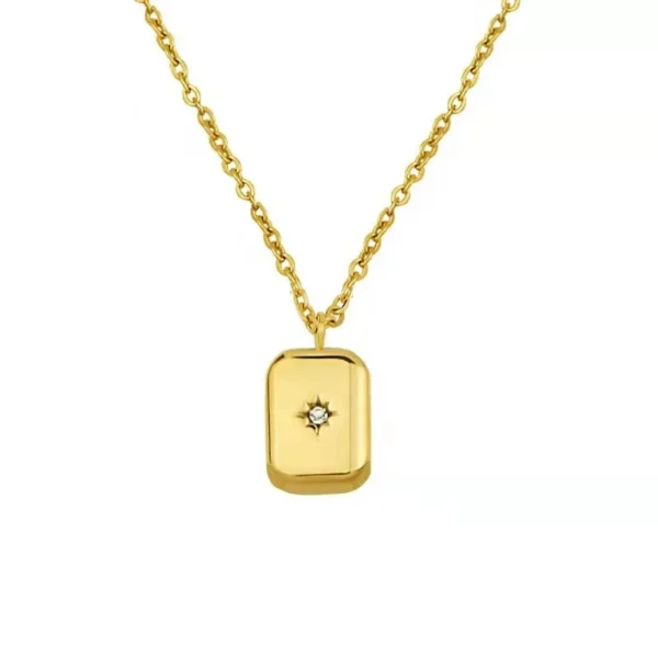 18k gold plated on Stainless Steel Anti Tarnish Cubic star pendant necklace - Image 3