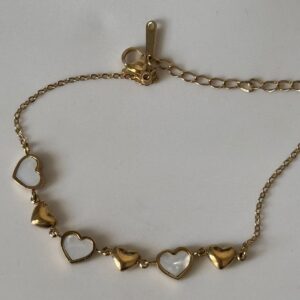 18k gold plated on stainless steel Minimal two layer Marble heart chain bracelet