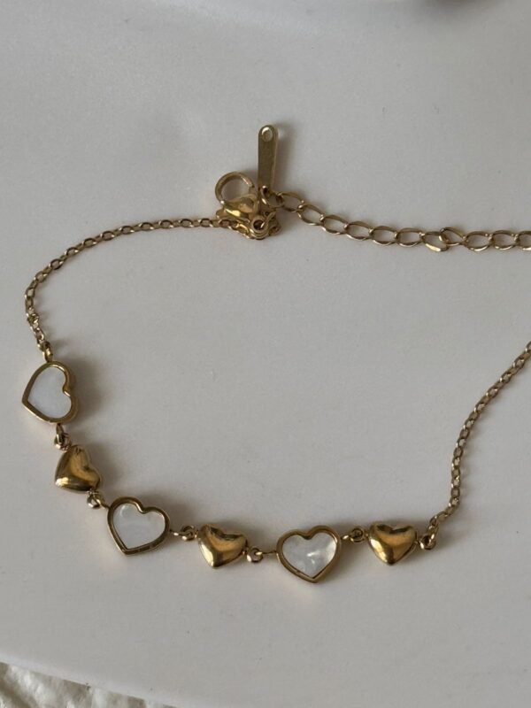 18k gold plated on stainless steel Minimal two layer Marble heart chain bracelet
