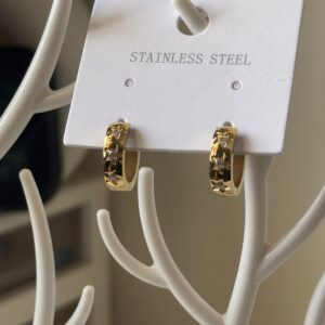 18k gold plated on Stainless steel star sparkle mini hoops Antitarnish