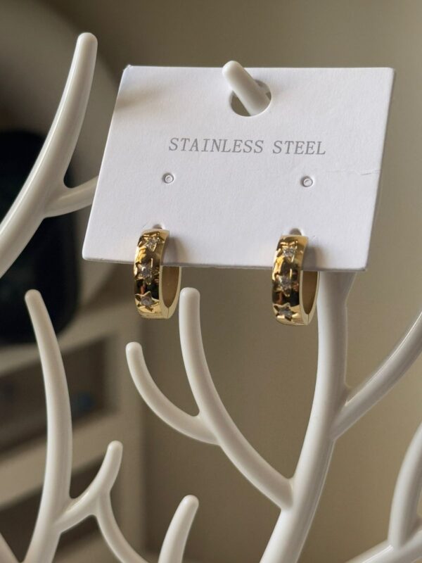 18k gold plated on Stainless steel star sparkle mini hoops Antitarnish