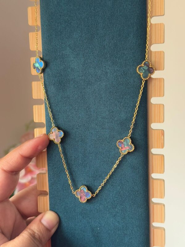 18k gold plated on Stainless Steel Anti Tarnish colour clover necklace - Image 2