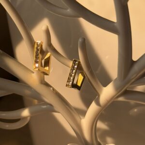 18k gold plated on Stainless steel AD Stone hoops with rectangle model Antitarnish
