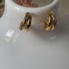 18k Gold plated on stainless steel semi hoops 2 layer Antitarnish earring - Image 3