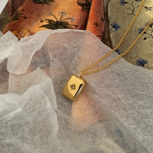 18k gold plated on Stainless Steel Anti Tarnish Cubic star pendant necklace - Image 4