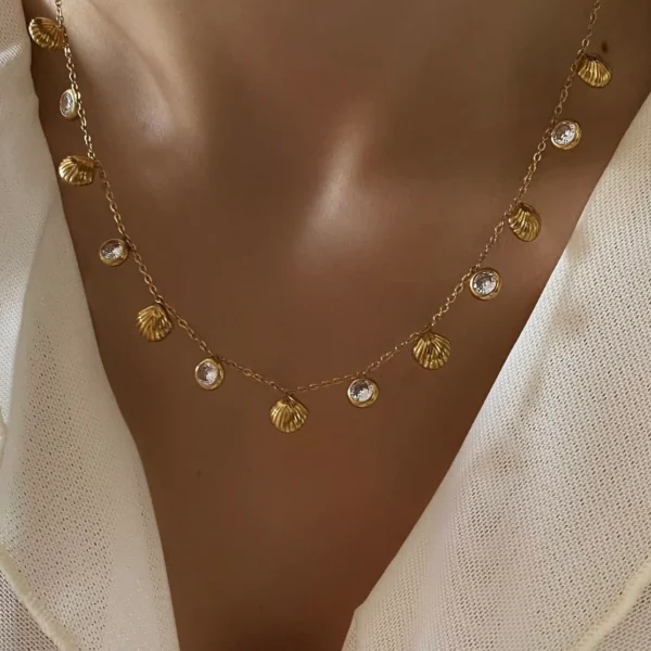 18k gold plated on Stainless Steel Anti Tarnish mini shell necklace - Image 5