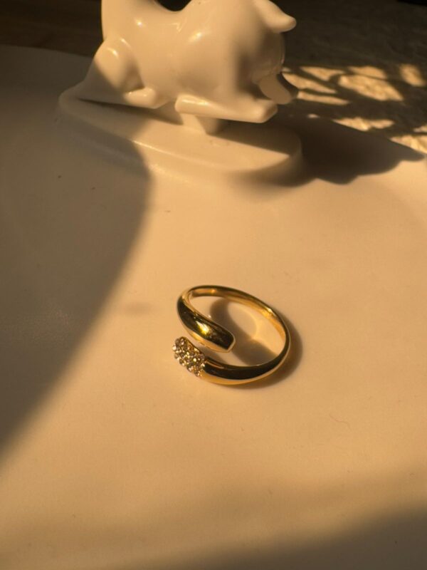 Stainless Steel 18k Gold Plated Edge stone elegant ring waterproof - Image 3