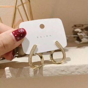 6 shape golden stud stone earrings