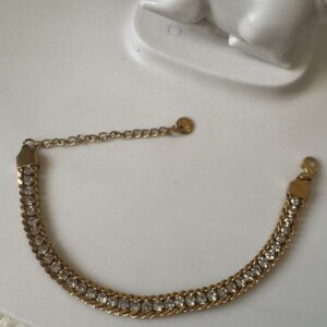 18k gold plated on stainless steel Bold stone chain bracelet