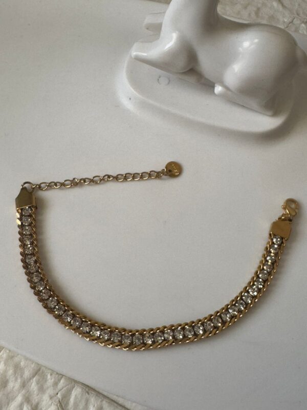 18k gold plated on stainless steel Bold stone chain bracelet