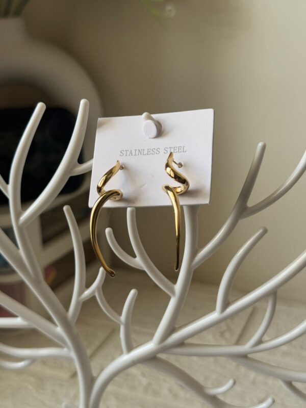 18k Gold plated on stainless steel signature spiral Antitarnish earring - Image 3
