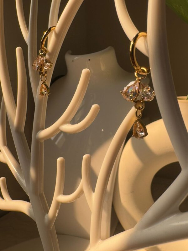 18k gold plated on Stainless steel AD Stone hoop model Antitarnish earrings waterproof - Image 4