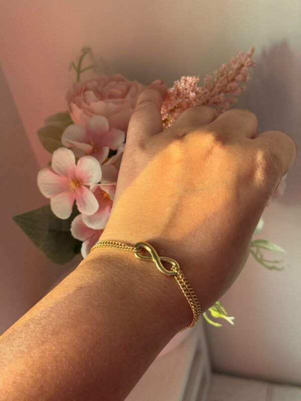 18k gold plated on stainless steel infinity two layer chain bracelet(For medium to large wrist) - Image 4