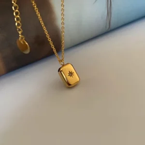 18k gold plated on Stainless Steel Anti Tarnish Cubic star pendant necklace