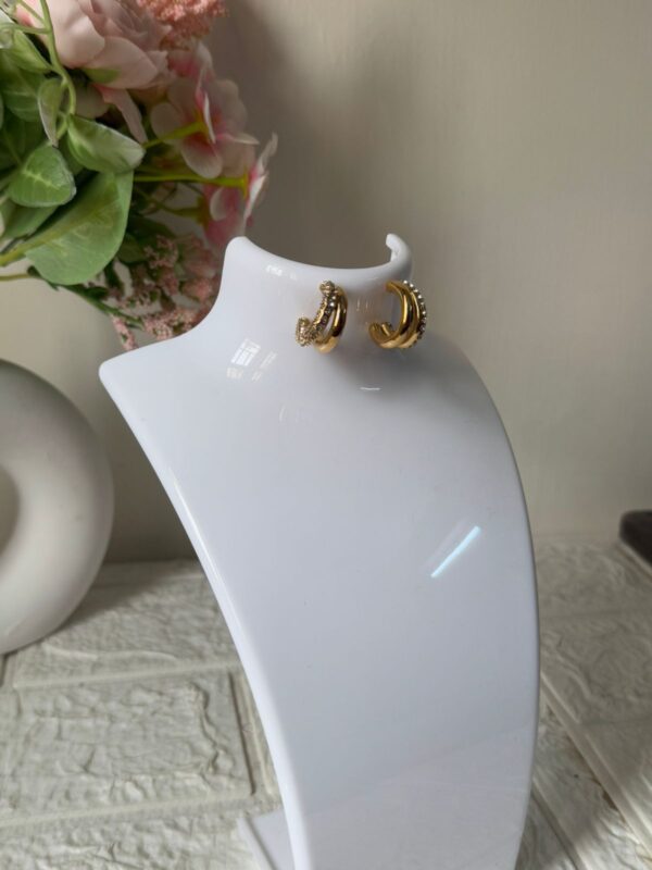 18k Gold plated on stainless steel semi hoops 2 layer Antitarnish earring - Image 4