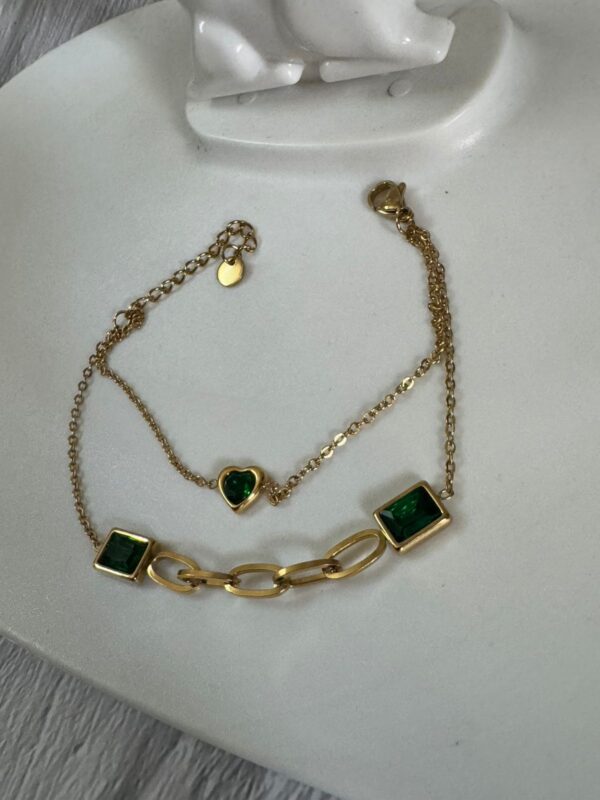 Antitarnish premium quality stainless steel Green Emerald chain bracelet - Image 2