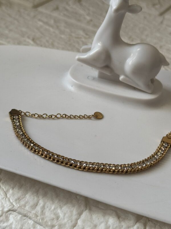 18k gold plated on stainless steel Bold stone chain bracelet - Image 4