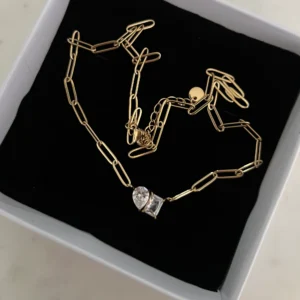U & Me 18k gold plated on Stainless Steel Anti Tarnish necklace(White)