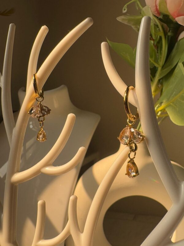 18k gold plated on Stainless steel AD Stone hoop model Antitarnish earrings waterproof - Image 5