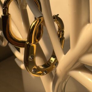18k gold plated on Stainless steel AD Stone hoop Tiffany model Antitarnish earrings waterproof