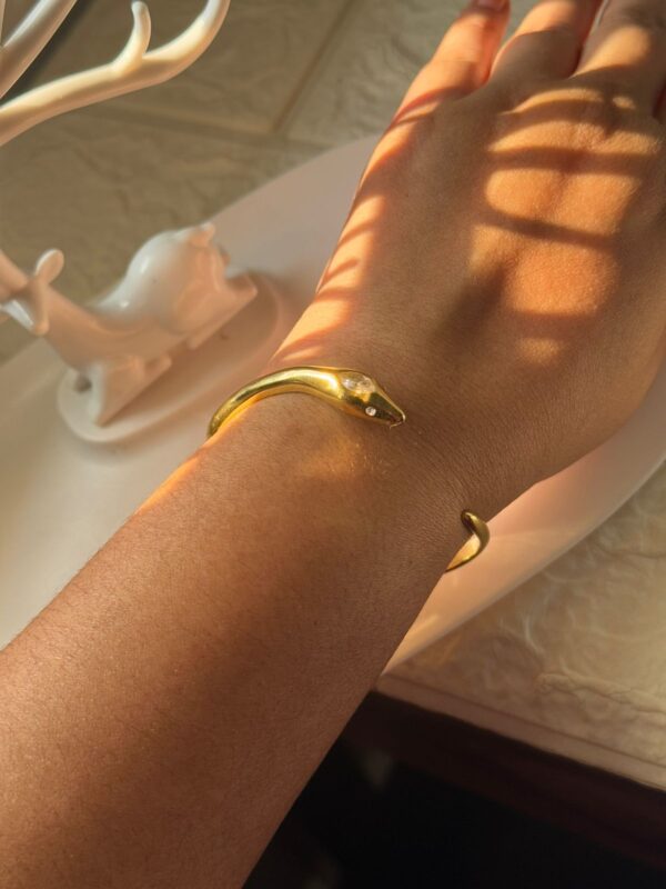 18K gold plated on 316L stainless steel Snake cuff - Image 5