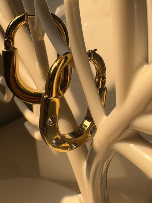 18k gold plated on Stainless steel AD Stone hoop Tiffany model Antitarnish earrings waterproof - Image 5